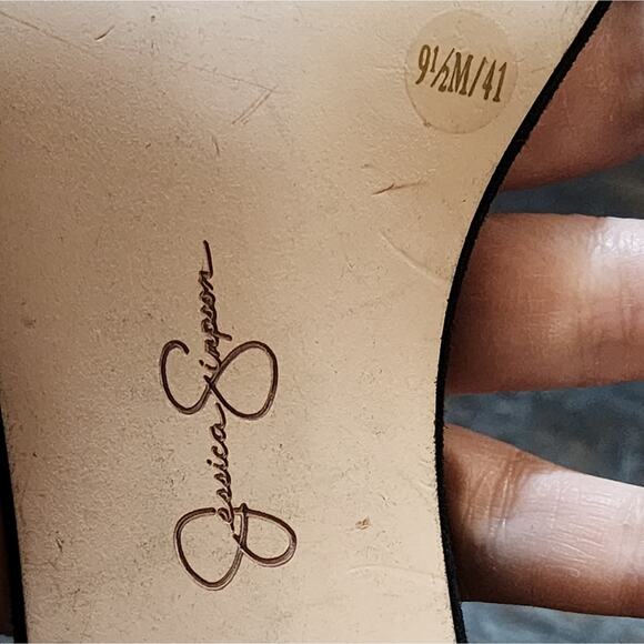 Jessica‎ Simpson silver ankle strap rosettes floral heels sandals size 9.5 - Picture 6 of 9